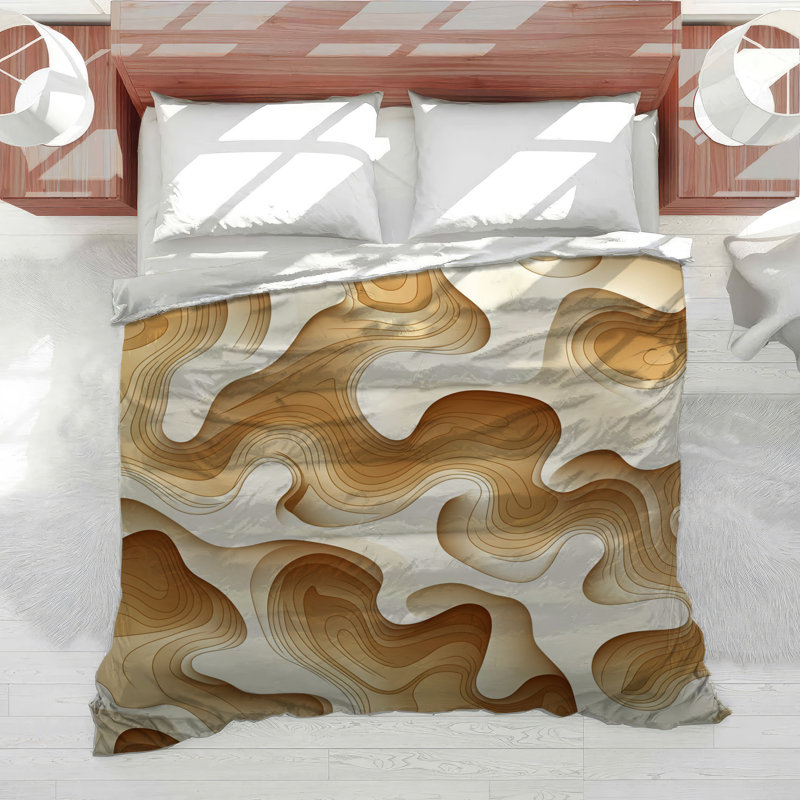 Topography Bedding Abstract Comforter Japandi, Queen Comforter