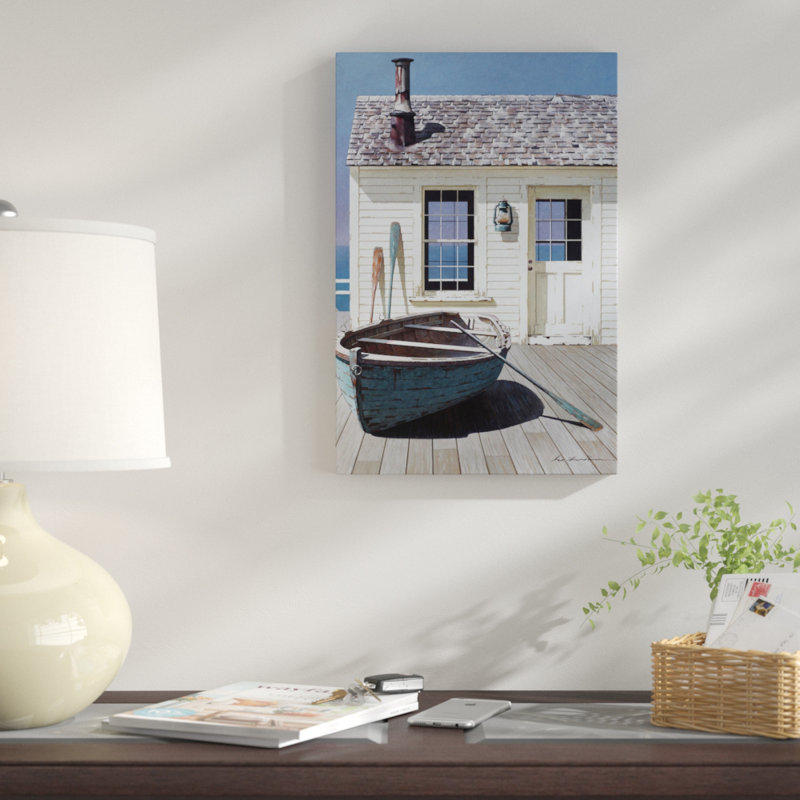 « blue bateau on terrasse », impression, H 40 po x l 26 po x P 1,5 po, Toile