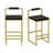Modern Velvet Counter Height Bar Stools With Low Backrest Set Of 2 Upholstered Dining Stools For Kitchen Island (Gold & Black)