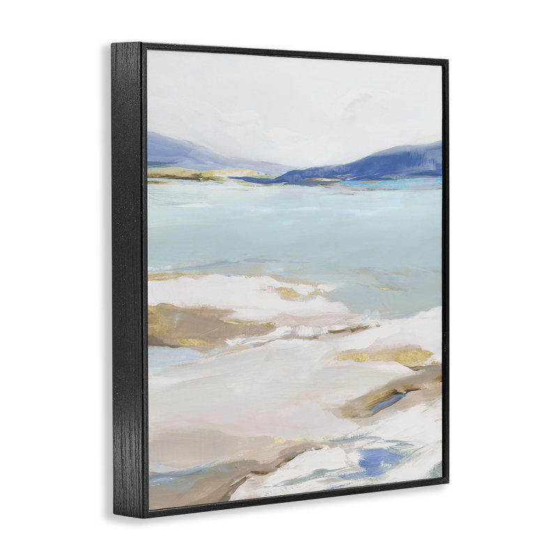 Giclée encadrée Peaceful Cerulean Vista, design par Ian C., H 20 po x l 16 po, Giclée encadrée noir minuit