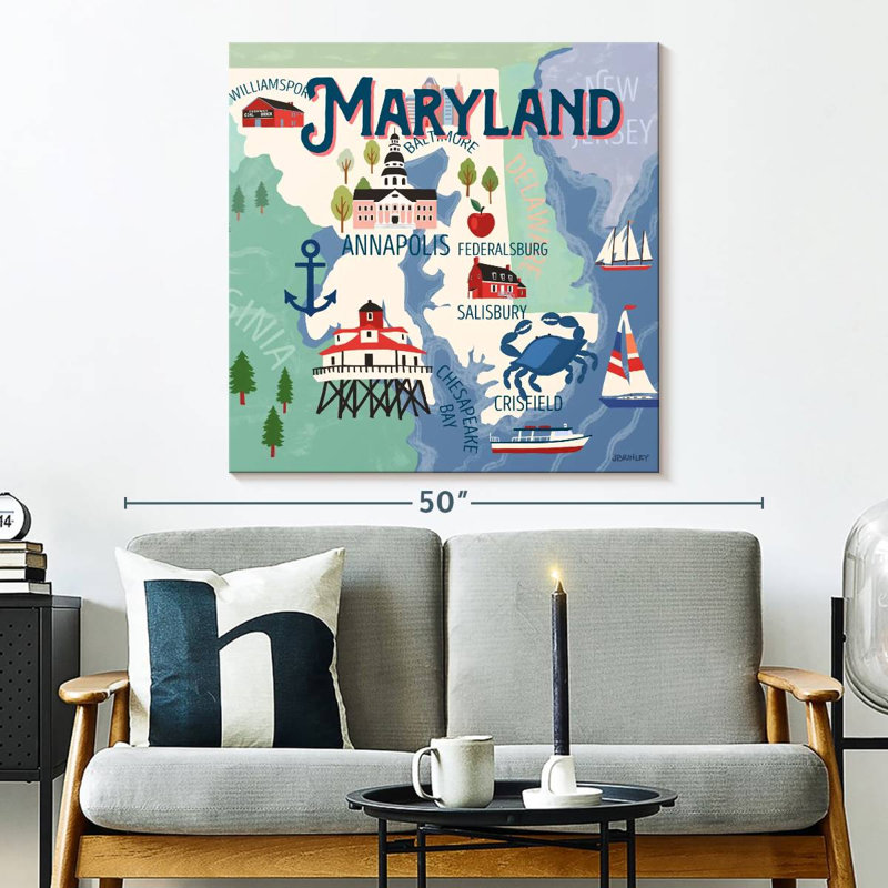 Cartes Aliaz State - Attraits du Maryland, H 33 po x l 33 po