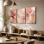 3 panneaux muraux, impression sur toile abstraite marbrée or rose-417271787