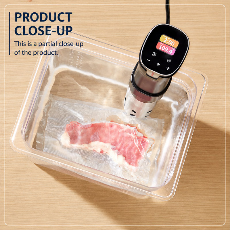 Cuiseur de précision sous vide 1100W avec WiFi, contrôle d'application, 10 recettes préréglées et écran tactile LCD