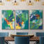 Impression tropicale encadrée sur toile 3 pièces-91886876-91886878