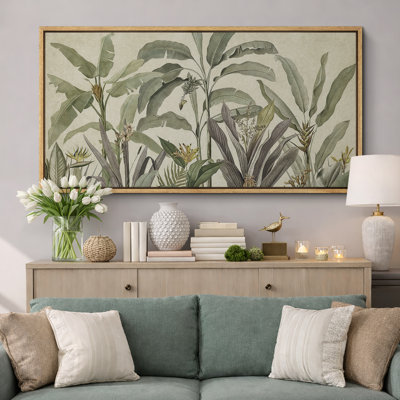 Tropical Palm " Tropical Green Banana Leaf Plant Floral Botanical Modern Art Calm Warm Extra Large Pictures "