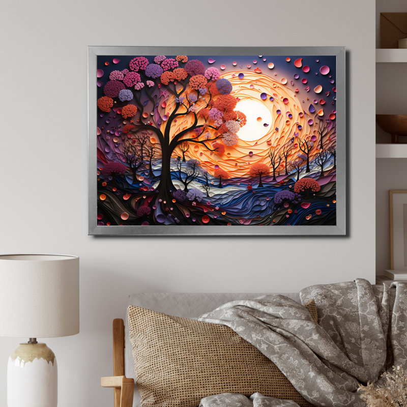 Paysage romantique fondant des cœurs I - impression, H 24 po x l 32 po x P 1 po, Cadre simple argenté