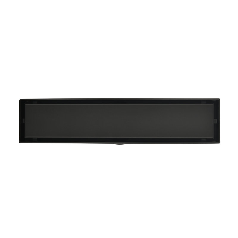 Caniveau de douche linéaire, 30 cm, acier inoxydable, noir mat, couvercle carrelable réversible