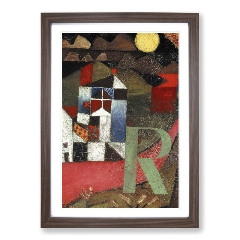 The Letter R by Paul Klee - Picture Frame Painting, 65cm H x 48cm W x 2cm D, Walnut