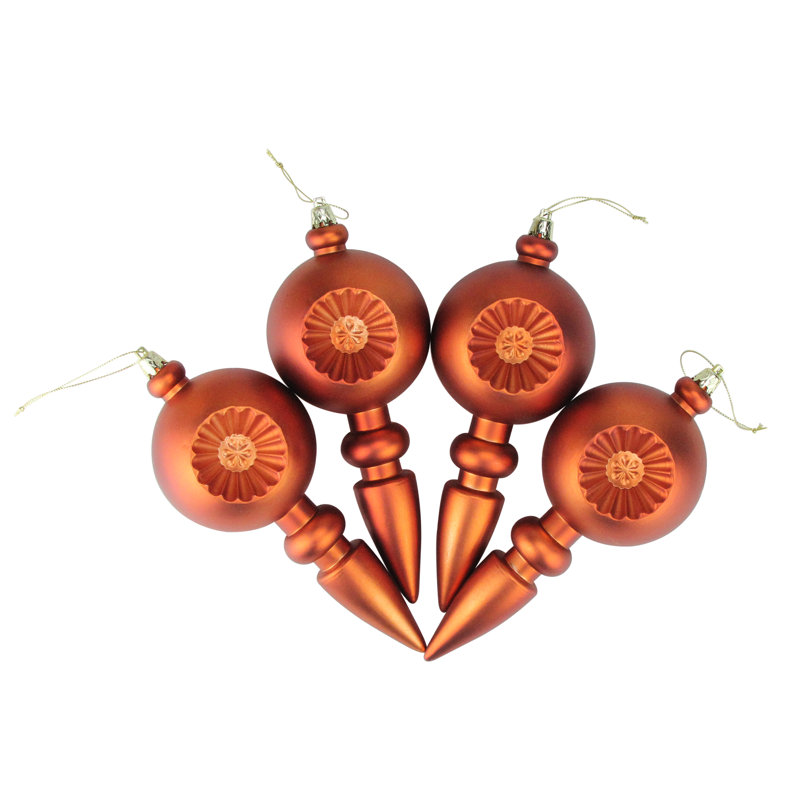 Ornements de faîteau rétro incassables de Noël rétro 7,5 po, Orange