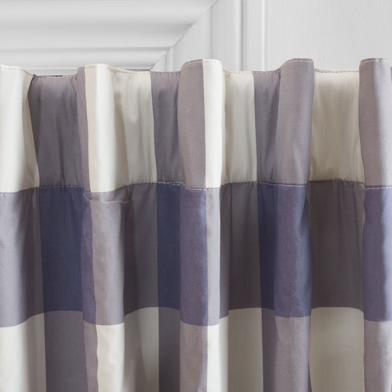 Tonino 100% Cotton Room Darkening Curtain Single Panel, 52" W x 84" L, Blue/White
