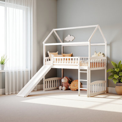 Twin Loft Bed With Slide, House Bed With Slide