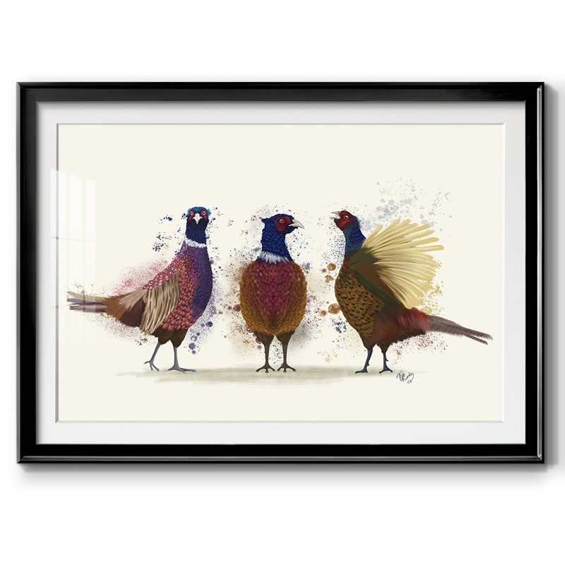 " Pheasant Trio ", Black, 27" H x 39" W x 1.5" D
