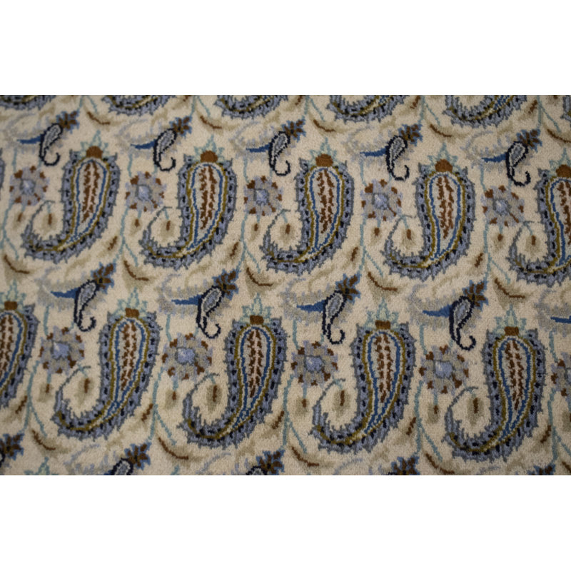 Tapis crème unique en laine noué à la main de style années 1970 de 7 pi 4 po x 10 pi 5 po Jakauri