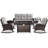 Aluel 5-Pieces Wicker Outdoor Conversation Set With Rocking Chairs and Rectangular Fire Pit with Windshield-106895540