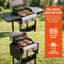 Barbecue au propane avec couvercle, roues et tables d'appoint pliables-133023608