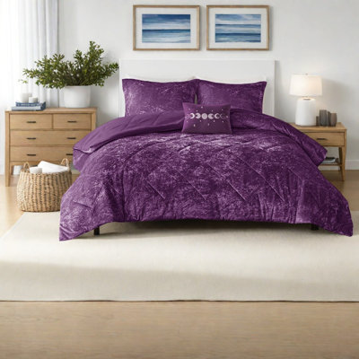 Luxury Bedding Sets, Velvet Polyester Full Queen, Modern Purple Home