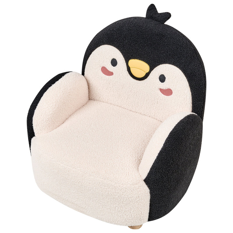 Kids Boucle Armchair Penguin FYN, Black/Brown/White