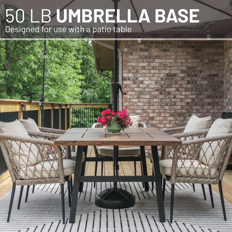 Poids américain: 50 lb Base de parasol ronde en béton préfabriqué pour l'extérieur, Noir