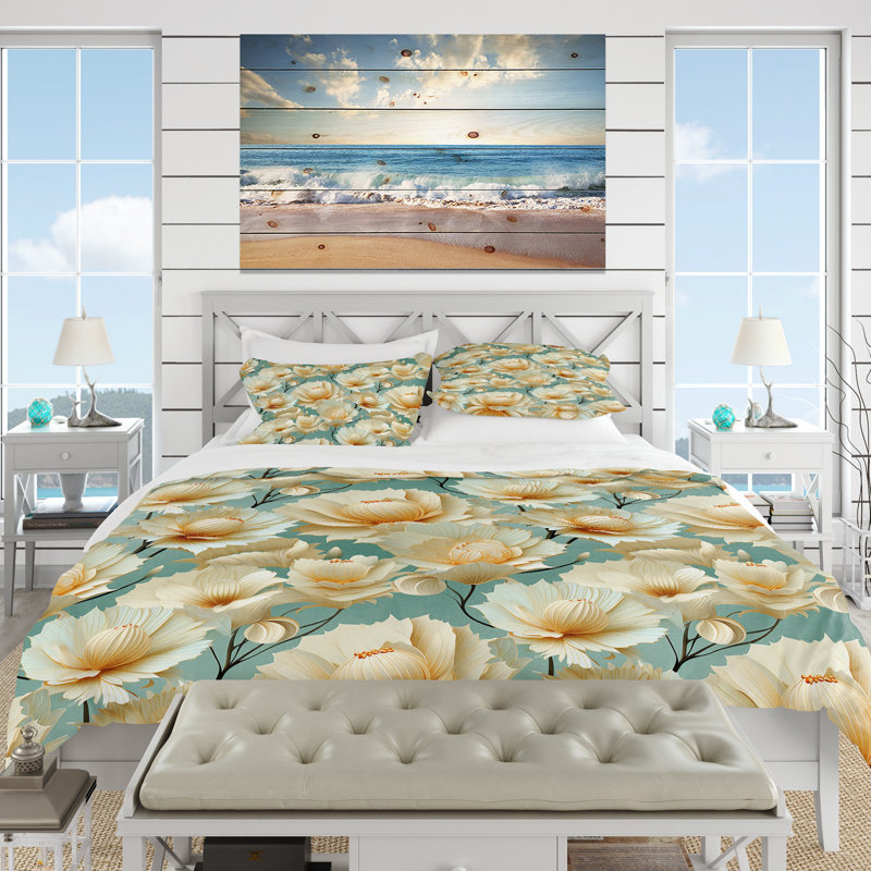 Ensemble de housse de couette Seashell Harmony, Housse de couette pour très grand lit et 2 très