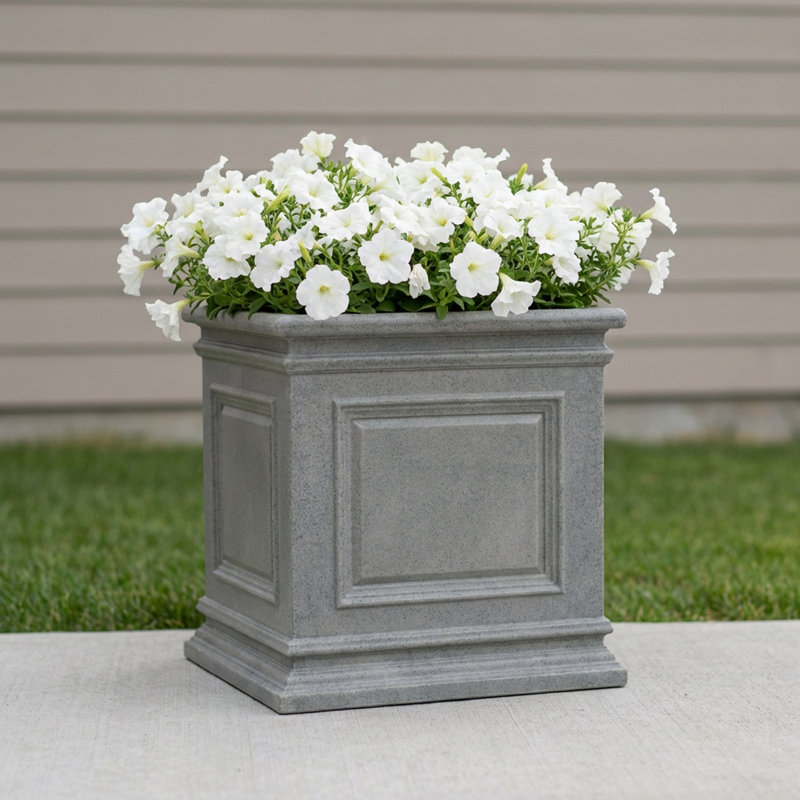Takeia Square Planter Box, Warm Gray