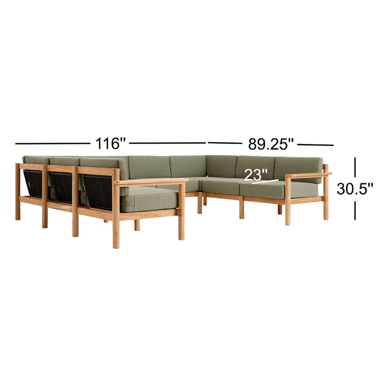 Haven Outdoor - Seat Patio Sectional, Sunbrella Ashe, 8