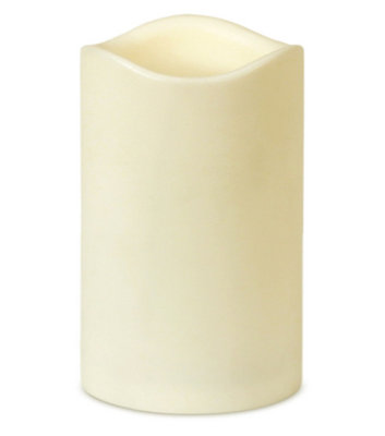 6.75" Cream Battery Operated Flameless LED Lighted Flickering Wax Pillar Candle