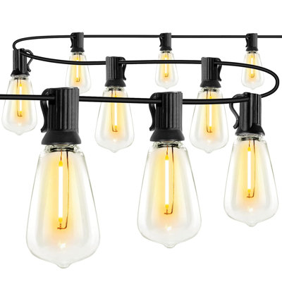 WYZM 50FT LED Outdoor String Lights with 25+2 Shatterproof Bulbs, 2700K Warm White, IP65 Waterproof, Outside Hanging Lights for Garden, Deck, Pergola
