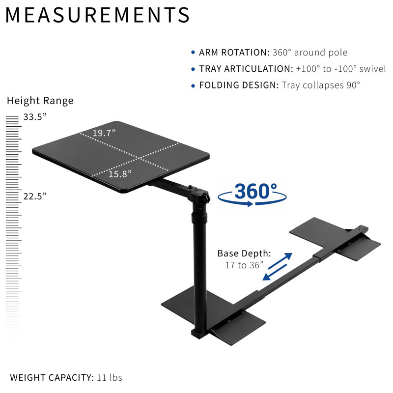 Le support de plancher noir Vivo peut supporter jusqu'à 11 lb.