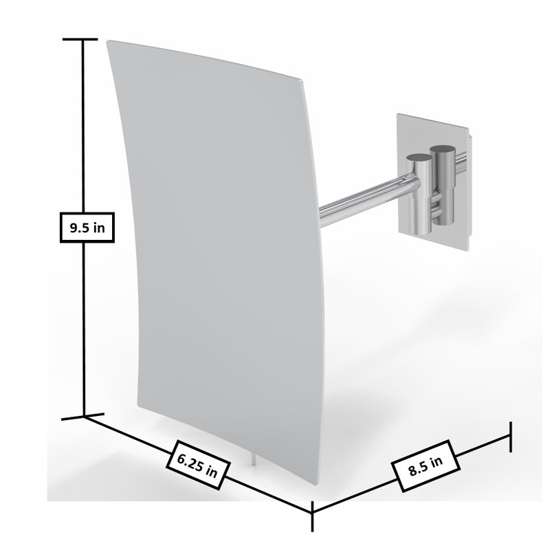 Chrome Minimalist Rectangular Wall Mounted Magnifying Mirror