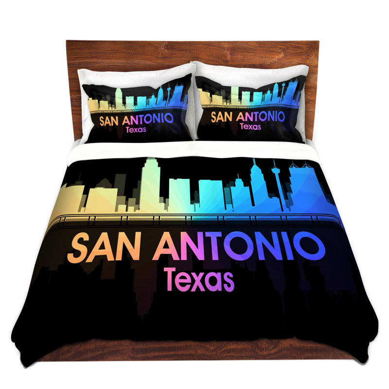 Ensemble de housse de couette city v san antonio texas, 1 housse simple + 1 taie standard