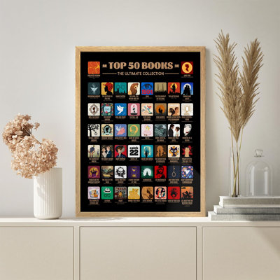 " Literary Classics Poster - Top 50 Books Of All Time Collages Small Artwork Decor "