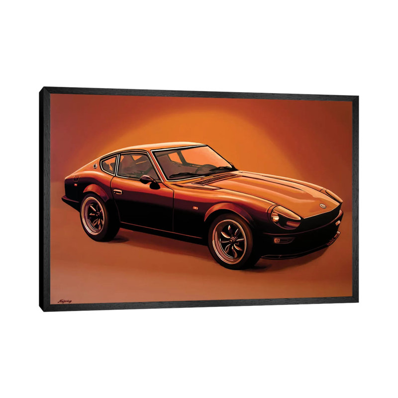 Datsun 240Z 1970 by Paul Meijering - Painting on Canvas, 101.6 cm H x 66.04 cm W, Black Framed