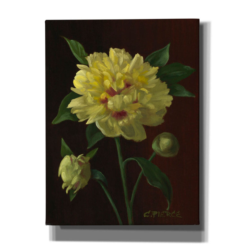 «Yellow Peony» par Christopher Pierce, art mural sur toile, H 16 po x l 12 po x P 0,75 po