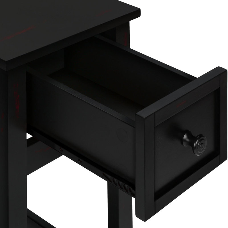 Table de bout peu encombrante avec tiroir de rangement et tablette fixe