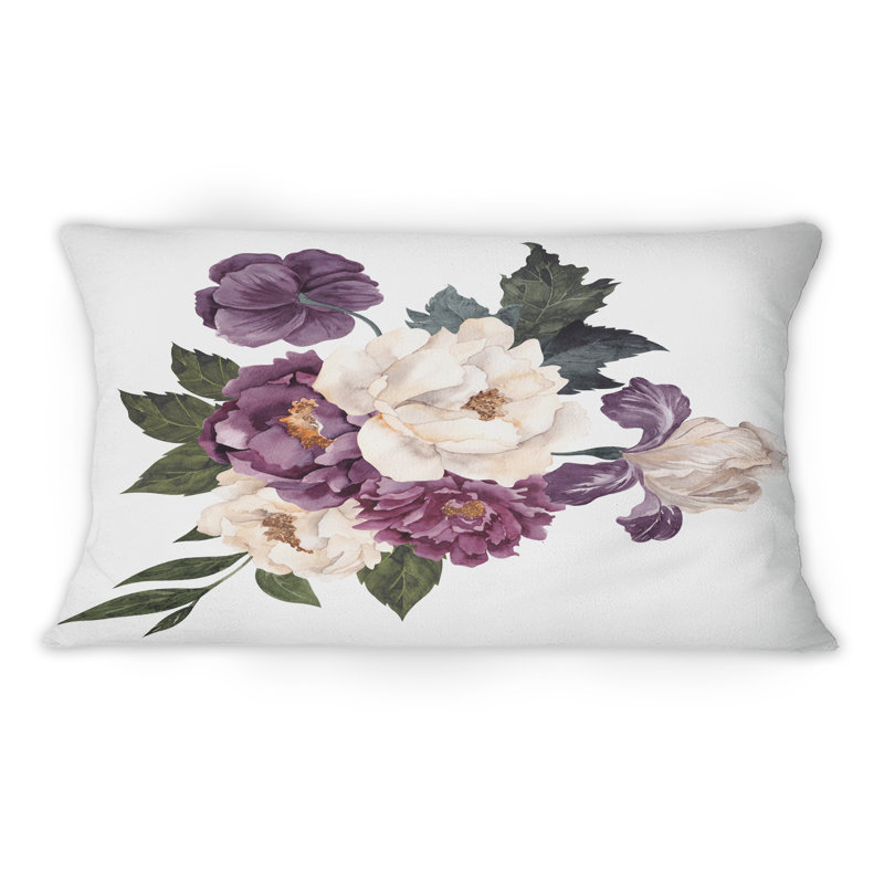 Bouquet rétro avec fleurs et feuilles rétro - coussin décoratif traditionnel imprimé 1
