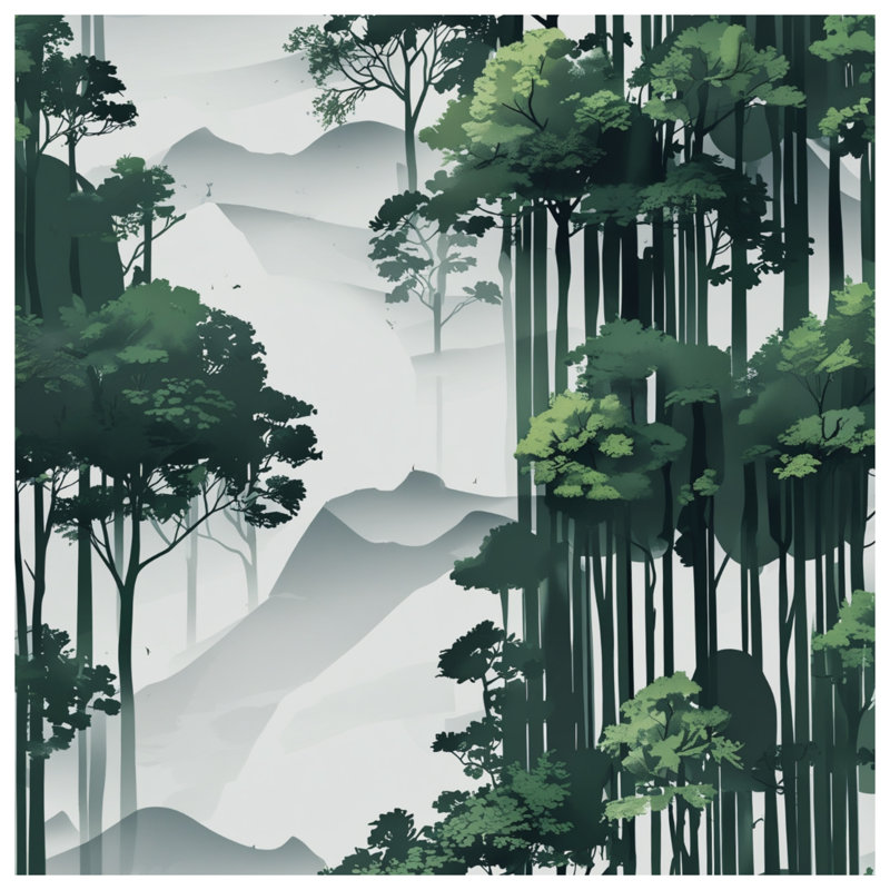 Tapisserie murale «Dense Forest Silhouette», 50 po H x 60 po L avec 4 œillets