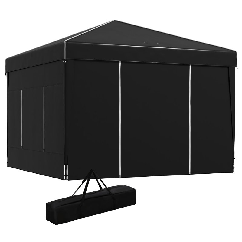 Auvent latéral avec 2 fenêtres en filet, charmes réfléchissants, sac de transport, protection contre les rayons UVV30 +, portable pour activités de plein air, vendeur, X de 9,7 pi noir et perturbations, protégé, fête idéale,