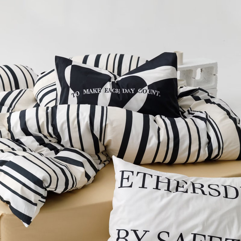 Comforter Set Geometric Bedding Set 3 Pieces Strips Grid Comforter Set, Multi Color Striped, Full Comforter + 2 Pillowcases
