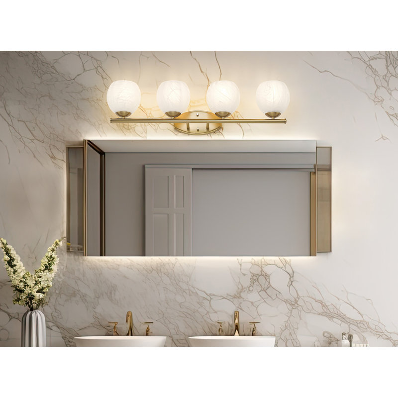 Meuble-lavabo moderne 4 lumières Colette, Doré