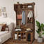 5-in-1 Entryway Furniture Entryway Hall Tree With Storage Cabinet And Top Shelf
