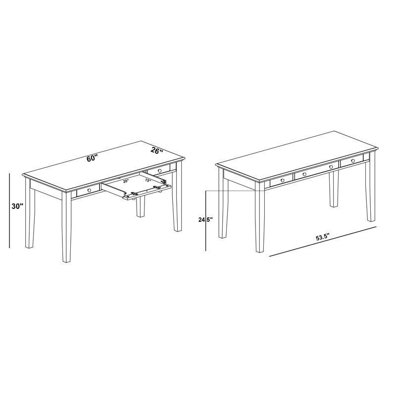Samul Writing Desk, Aged Oak/Ebony
