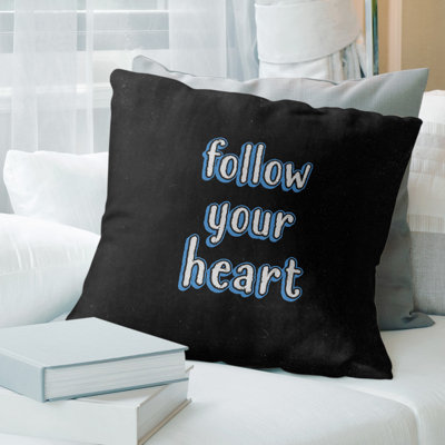 Housse pour oreiller de style tableau noir «Follow Your Heart»