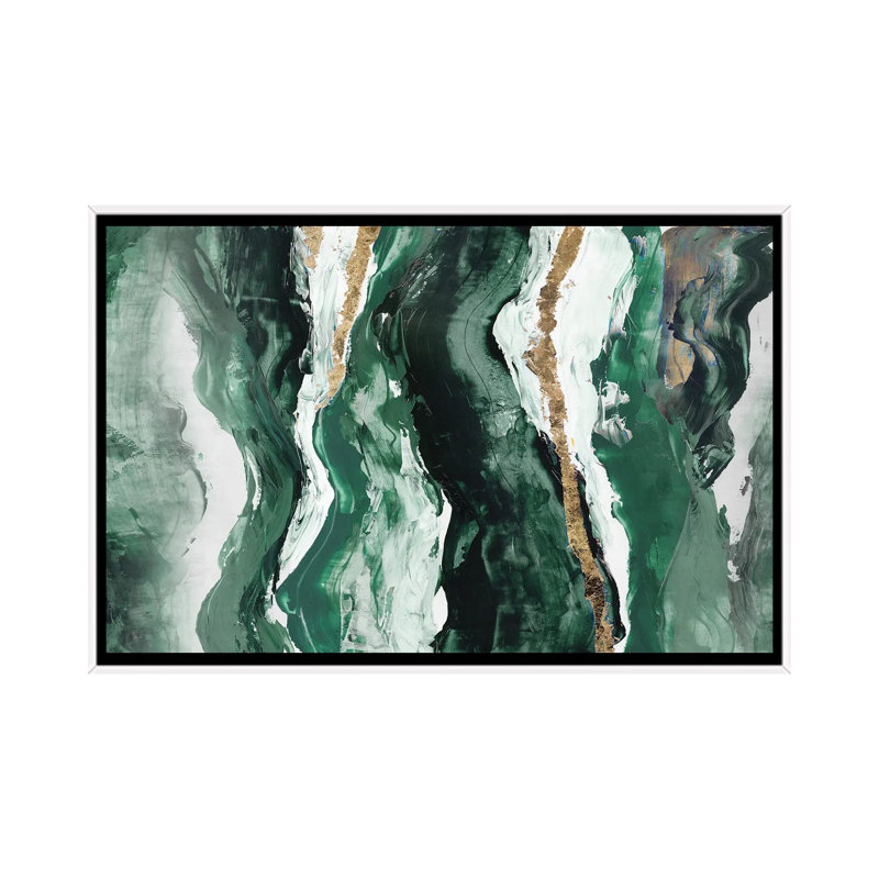 Effectus II, H 40 po x l 60 po, Toile avec cadre flottant blanc, Bleu sarcelle