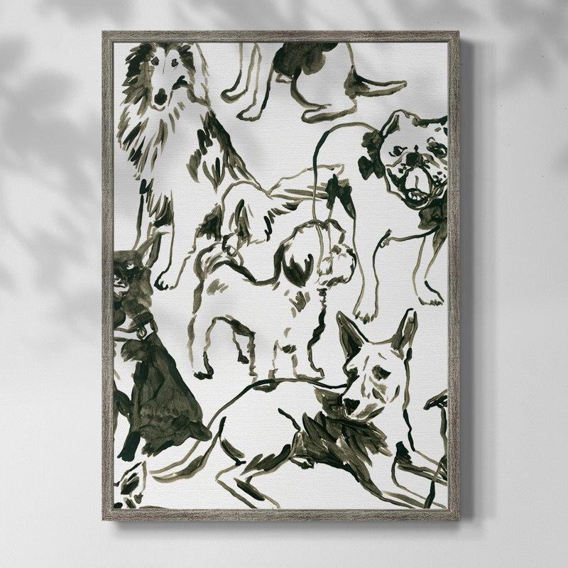 «Canine Collage I», reproduction encadrée - bois massif, H 30 po x l 24 po
