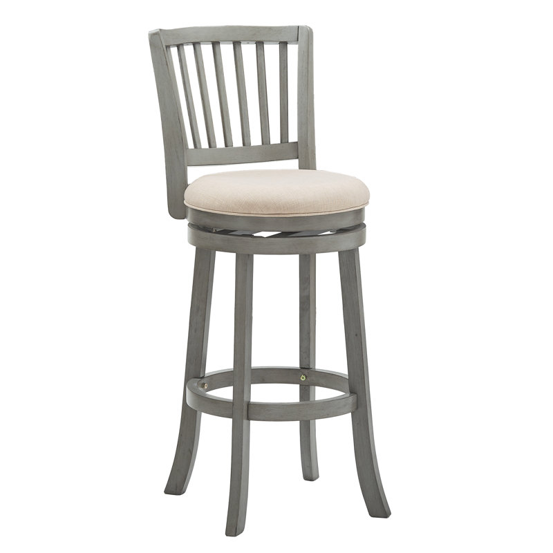 Jovie Swivel Counter & Bar Stool, Antique Gray, Beige, Bar Stool (29.96'' Seat Height)