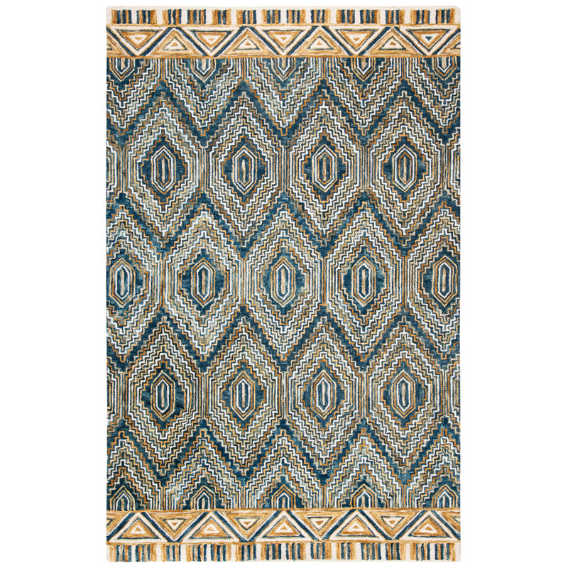 Deyoung Hand Tufted Wool Geometric Rug, Rectangle 5' x 8'