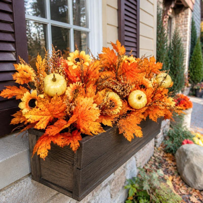 Décor d'automne, 5 pièces de fleurs de citrouille artificielles d'automne, décorations florales, pour un arrangement de vase de mariage