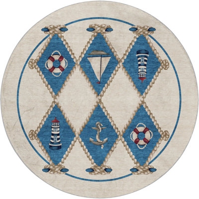 Premium Machine Washable Dream Shag Nautical Rug