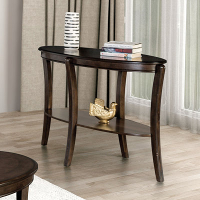 Oval Table In Traditional Fashion With Walnut Finish, Open Shelf, And Curved Legs - 49 Inches Wide Product 49"W X 23.5"D 31"H, Simple Assembly