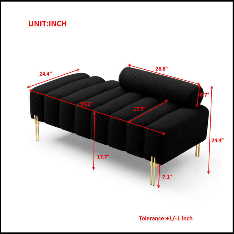Banc de bout de canapé en tissu Sherpa